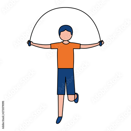 sporty man jumping rope