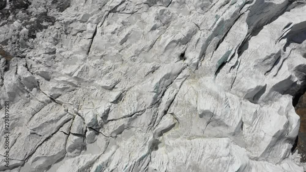 Overhead drone shot of high altitude Karola glacier on Tibetan plateau in China Overhead drone shot of high altitude Karola glacier on Tibetan plateau in China