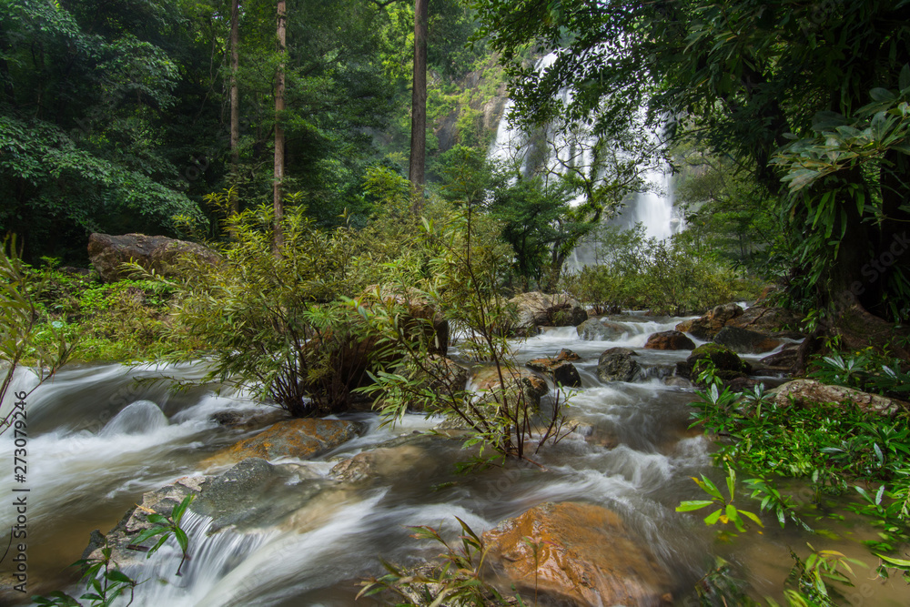 Fototapeta premium Waterfall in Rain forest at Klong Lan National park, Thailand