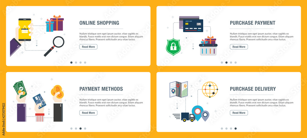 Online shopping, purchase payment, payment methods and purchase delivery.