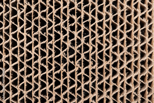 cross section of cardboard corrugated pattern as baskground and texture vertical close up