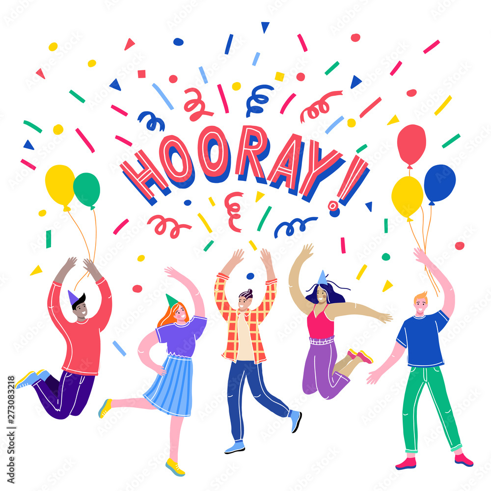 Hooray lettering. Hooray card,vector illustration. The concept of a