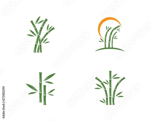 Bamboo with green leaf logo vector