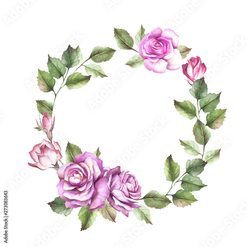 Universal background with roses. Hand draw watercolor illustration.