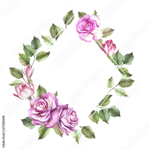 Universal background with roses. Hand draw watercolor illustration.