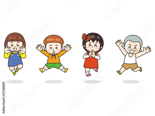 笑顔でジャンプする子供