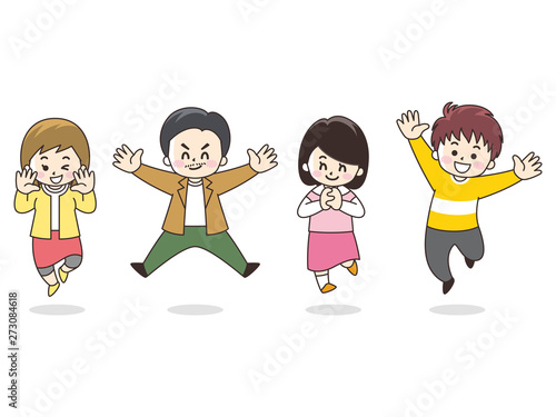 笑顔でジャンプする若者