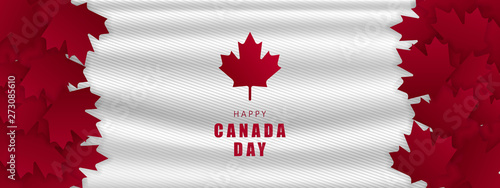 Canada day Vector Illustration, realistic rippling canadian flag - Vektor