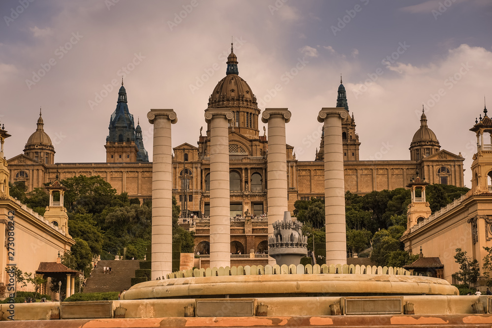 Naklejka premium Barcelona. View of the city with buildings. Catalonia. Spain