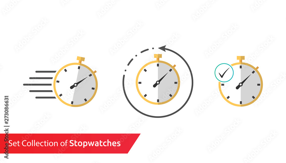 Set of stopwatches icon concept. use for business, shopping, progress of work, presentation, website and app