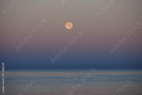 Fototapeta Naklejka Na Ścianę i Meble -  The setting moon over the Gulf of Mexico off East Cape Sable in Everglades National Park, Florida.