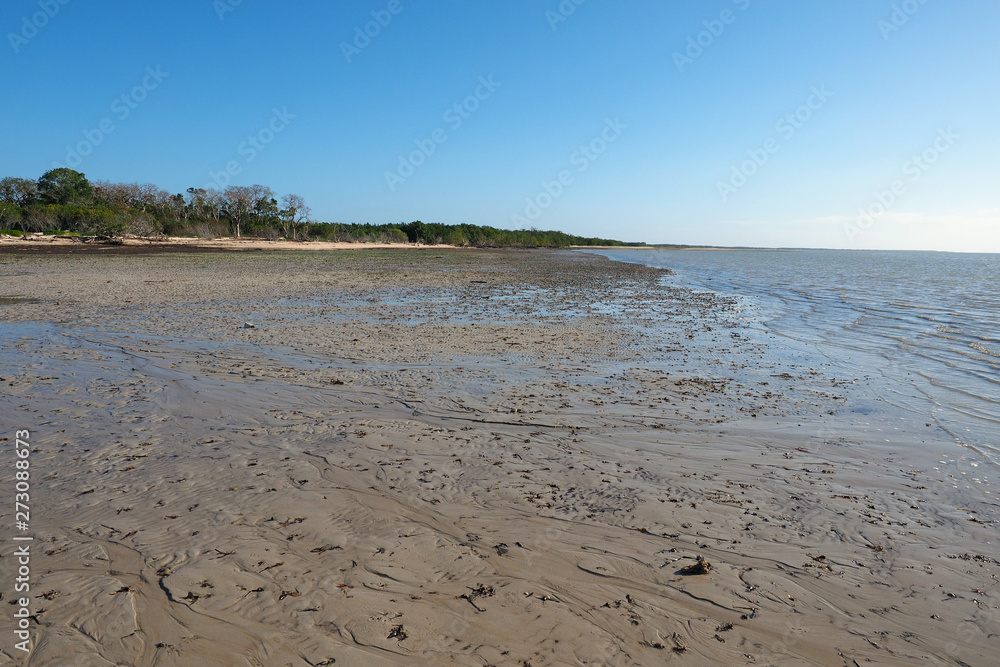 Mud flats of East Cape Sable in Everglades National Park, Florida, exposed at extreme low tide.