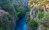 wonderful landscape with mountain river and canyon