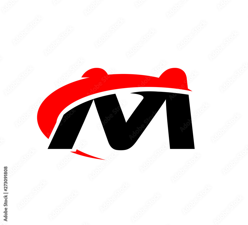 Obraz premium initial logo with slice graphic vector red black M