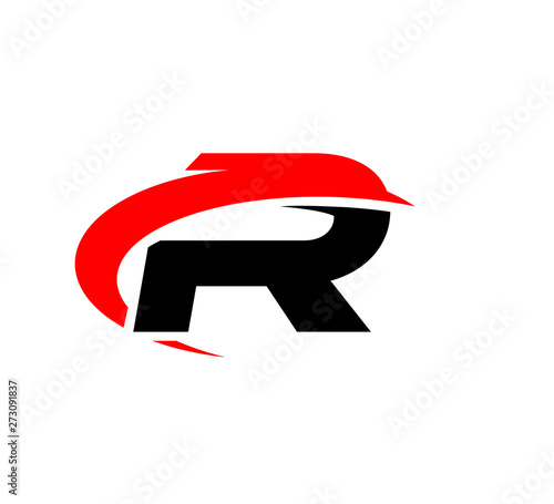 initial logo with slice graphic vector red black R