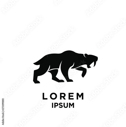 saber tooth logo black logo icon design vector illustration