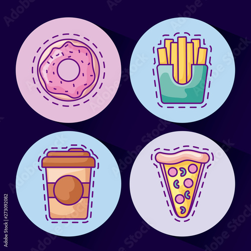 set of patches with delicious food and icons