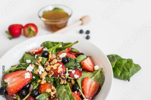 Fresh Strawberry Spinach Salad with Honey Balsamic Dressing 