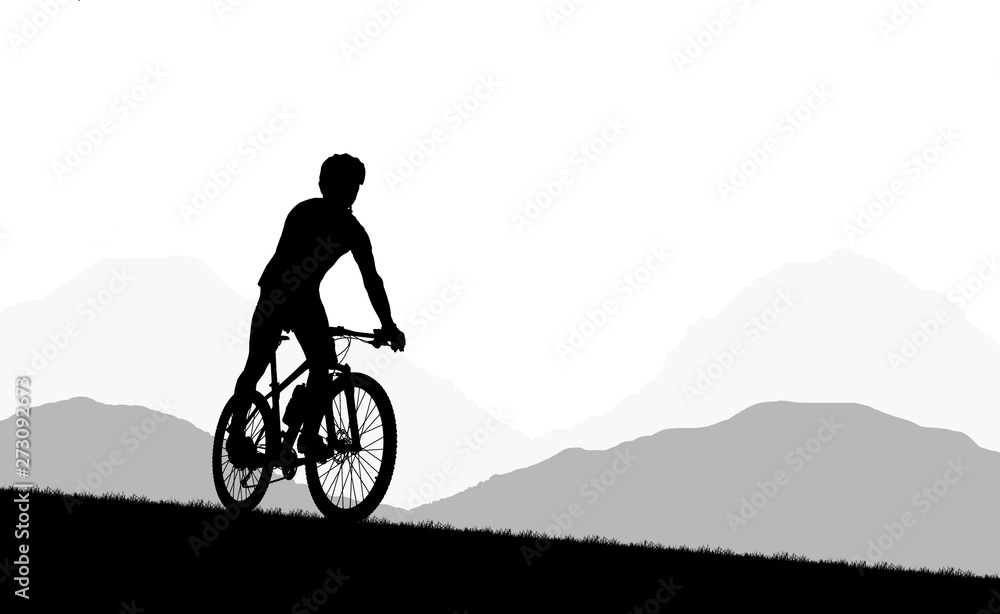 Fototapeta premium Cycling Silhouette on white background