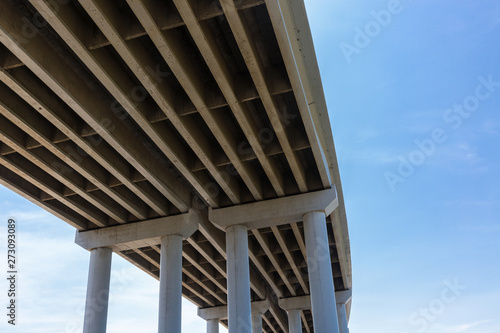 Tall expressway viaduct, the blue sky white clouds photo