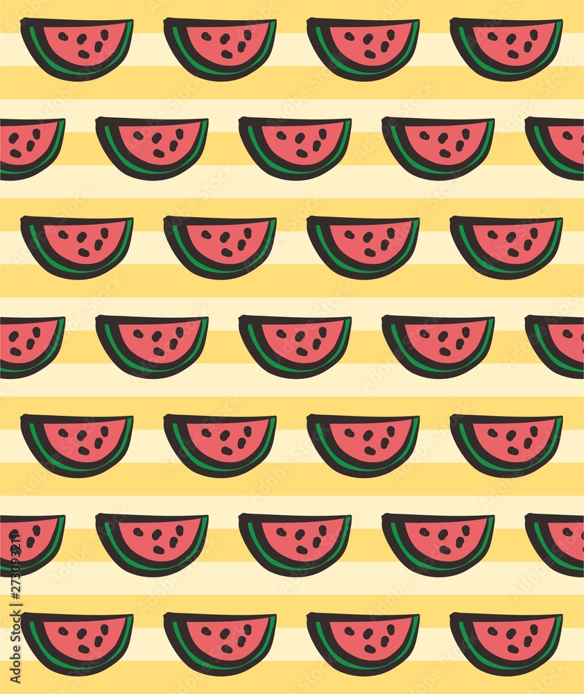 Watermelon seamless pattern - yellow background Watermelon seamless pattern - yellow background