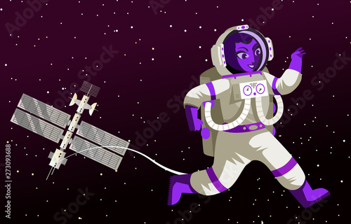 woman astronaut spacewalk with spacesuit 