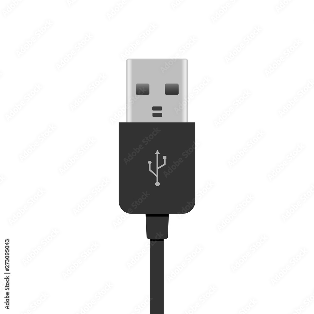 Realistic USB cable isolated on white. Vector Realistic USB cable isolated on white. Vector