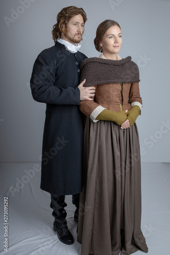 18th Century Scottish couple studio backdrop photo