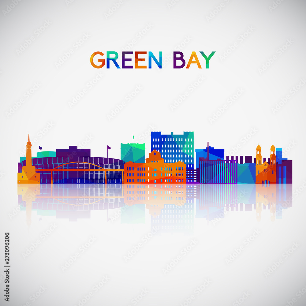 Green Bay skyline silhouette in colorful geometric style. Symbol for your design. Vector illustration.