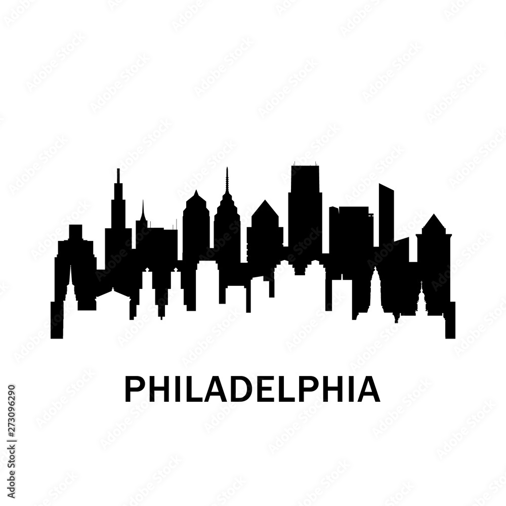 Naklejka premium Philadelphia city skyline. Negative space city silhouette. Vector illustration.