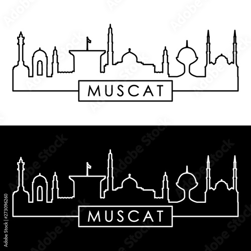 Muscat city skyline. Linear style. Editable vector file.