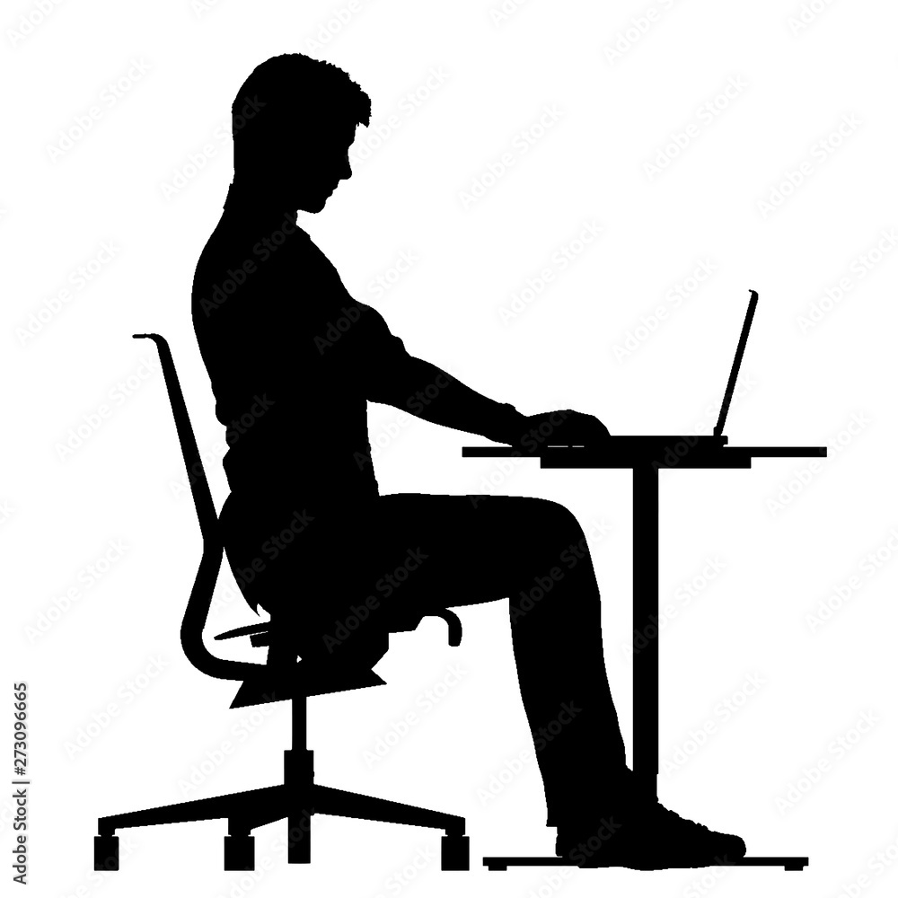 OFFICE WORKER AT DESK SILHOUETTE Stock Vector | Adobe Stock