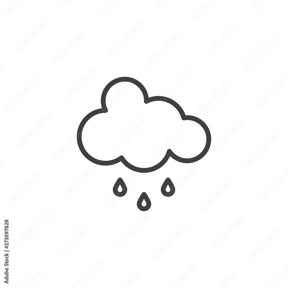 Cloud and rain drops line icon. linear style sign for mobile concept and web design. Rainy cloud outline vector icon. Weather meteorology symbol, logo illustration. Vector graphics Cloud and rain drops line icon. linear style sign for mobile concept and web design. Rainy cloud outline vector icon. Weather meteorology symbol, logo illustration. Vector graphics