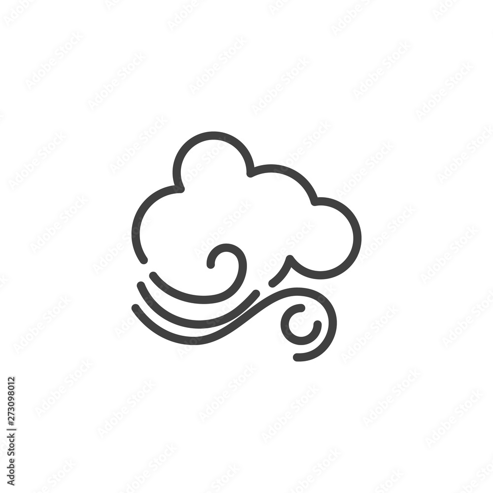Wind cloud line icon. linear style sign for mobile concept and web design. Windy and cloudy weather outline vector icon. Forecast symbol, logo illustration. Vector graphics Wind cloud line icon. linear style sign for mobile concept and web design. Windy and cloudy weather outline vector icon. Forecast symbol, logo illustration. Vector graphics