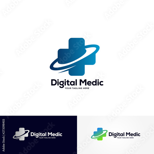 digital medic logo designs template, healthcare logo designs	