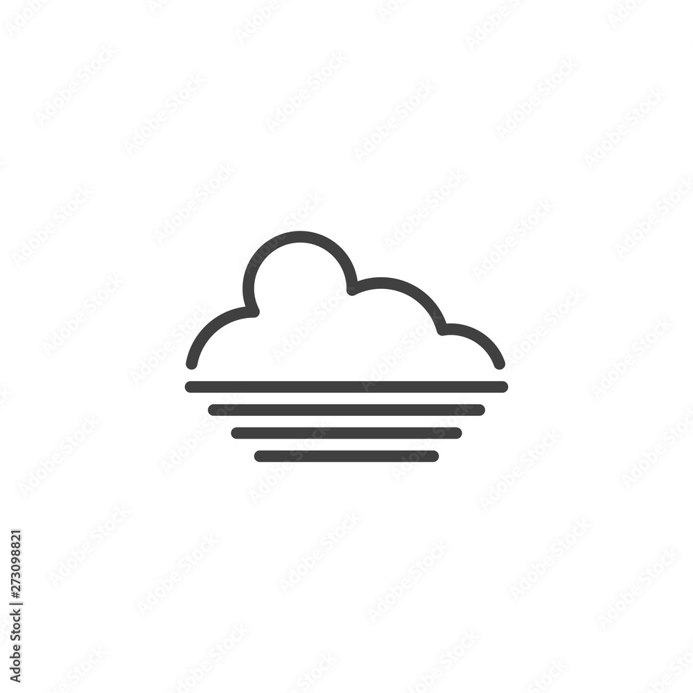 Cloud and sea horizon line icon. linear style sign for mobile concept and web design. Cloudy weather outline vector icon. Forecast meteorology symbol, logo illustration. Vector graphics Cloud and sea horizon line icon. linear style sign for mobile concept and web design. Cloudy weather outline vector icon. Forecast meteorology symbol, logo illustration. Vector graphics