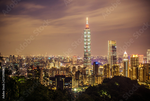 Night of taipei city with 101 tower, Center is a landmark skyscraper in Taipei, Taiwan. The building was officially classified as the world's tallest in 2004 until 2010. © TeTe Song