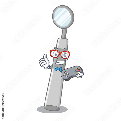 Gamer dental mirror isolated in the character