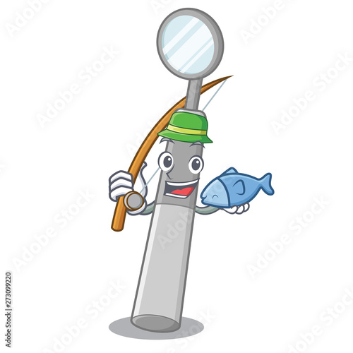 Fishing dental mirror isolated in the character