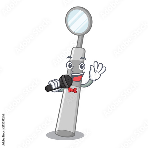 Singing dental mirror isolated in the character