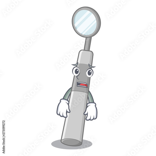 Afraid dental mirror isolated in the character