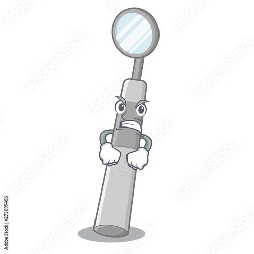 Angry dental mirror isolated in the character