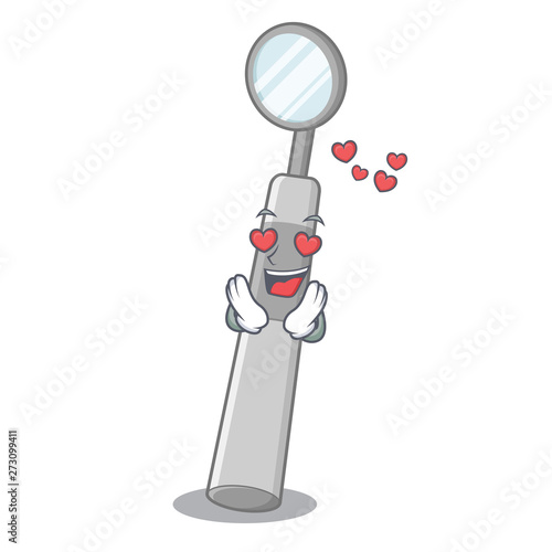 In love dental mirror isolated in the character