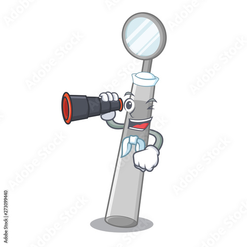Sailor with binocular dental mirror isolated in the character