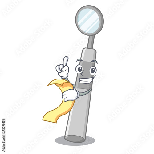 With menu dental mirror isolated in the character