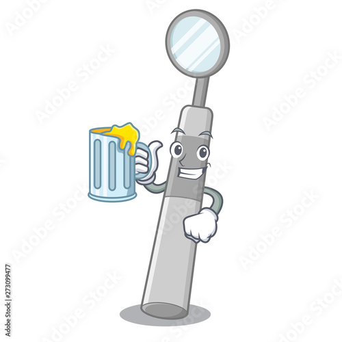 With juice dental mirror isolated in the character