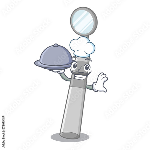 Chef with food dental mirror isolated in the character