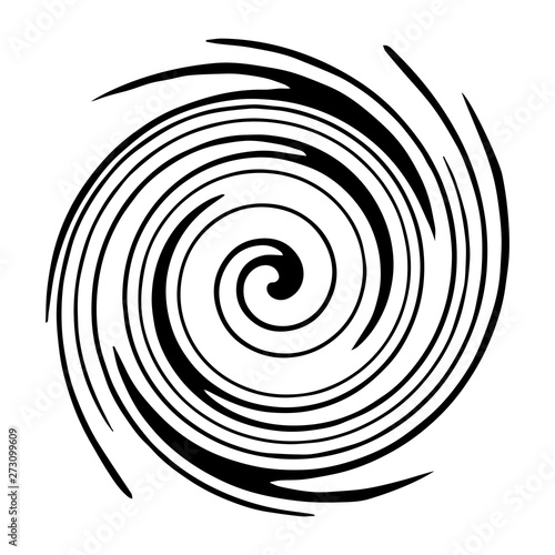 Swirl drawn with a brush. Isolated on white background