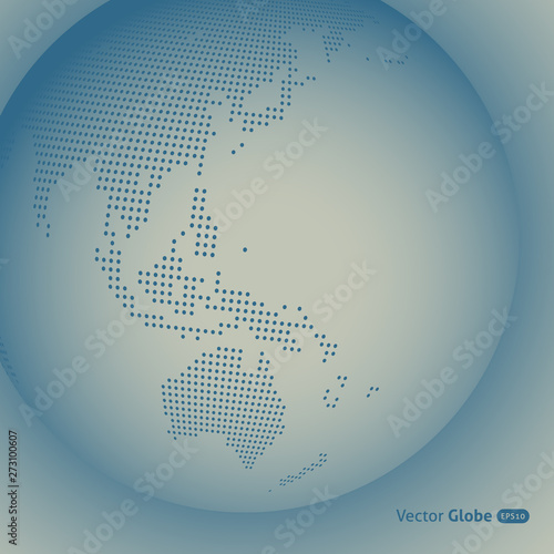 Vector abstract dotted globe, Central heating view on Australia and New Zealand
