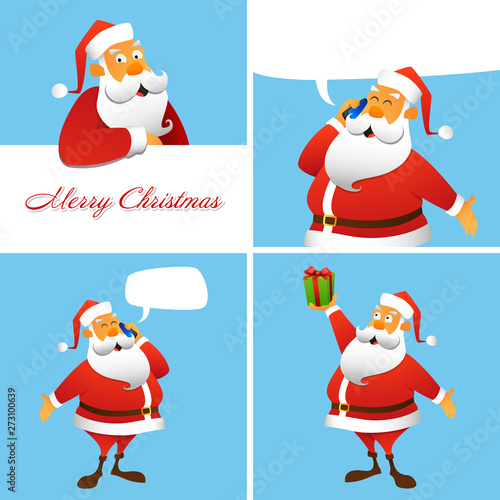 Set of four Christmas and New Year greeting cards.